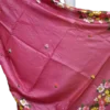 Reddish Pink Embroidery Work on Tussar Silk Saree