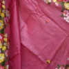 Reddish Pink Embroidery Work on Tussar Silk Saree