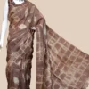 Saddle Brown Tie-Dye Shibori Print on Pure Gachi Tussar Silk Saree