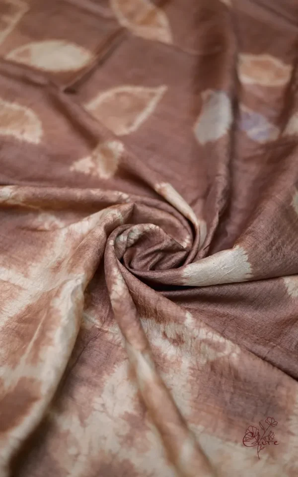 Saddle Brown Tie-Dye Shibori Print on Pure Gachi Tussar Silk Saree