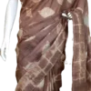 Saddle Brown Tie-Dye Shibori Print on Pure Gachi Tussar Silk Saree