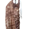 Saddle Brown Tie-Dye Shibori Print on Pure Gachi Tussar Silk Saree