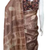 Saddle Brown Tie-Dye Shibori Print on Pure Gachi Tussar Silk Saree