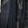 Dark Green Tie-Dye Shibori Print on Pure Gachi Tussar Silk Saree