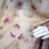 Off white with Wine Tie-Dye Shibori n Embroidary work on Gachi Tussar saree