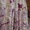 Off white with Wine Tie-Dye Shibori n Embroidary work on Gachi Tussar saree