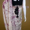 Off white with Wine Tie-Dye Shibori n Embroidary work on Gachi Tussar saree
