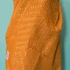 Gold color Gujrati mirror stitch work on Gachhi Tussar silk saree