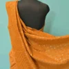 Gold color Gujrati mirror stitch work on Gachhi Tussar silk saree