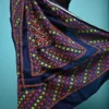 Navy Blue on multicolor Gujrati mirror stitch work on Gachhi Tussar silk saree