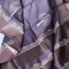 Blackberry Handblock Print Zari Border Pure Tussar Silk Saree