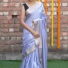Ice Blue Handloom Zari Border Blended cotton Silk Saree