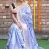 Ice Blue Handloom Zari Border Blended cotton Silk Saree