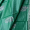 Emerald Green Handblock Print Zari Border Pure Tussar Silk Saree