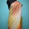 Light Orange on White Gujrati mirror stitch work on Gachhi Tusser Silk saree