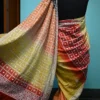 Light Orange on White Gujrati mirror stitch work on Gachhi Tusser Silk saree