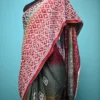 Biscuit on white Gujrati mirror stitch work on Gachhi Tussar silk saree
