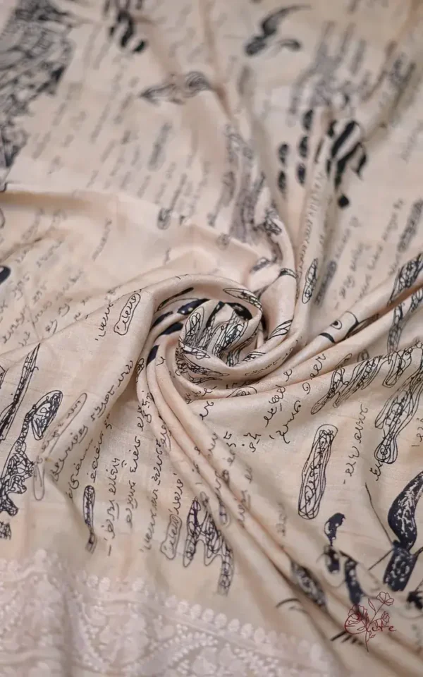 Rabindranath write up embroidery Border Biscuit Tussar Silk Saree