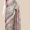 Rabindranath write up embroidery Border Biscuit Tussar Silk Saree