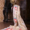 Cream with Kite Nakshi Kantha stitch work on Tussar saree