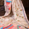 Cream with Kite Nakshi Kantha stitch work on Tussar saree