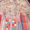 Cream with Kite Nakshi Kantha stitch work on Tussar saree