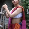 Pink and Orange Baha handloom on Pure Cotton saree