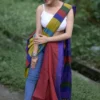Olive Green with multicolor Baha handloom Pure Cotton saree
