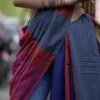 Grey and Blue Baha handloom on Pure Cotton saree