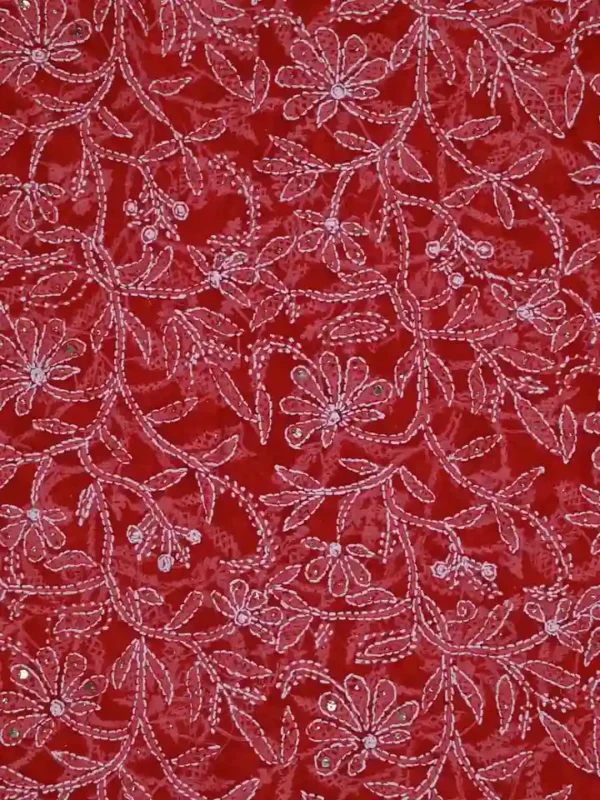 Scarlet Georgette Chikankari Saree