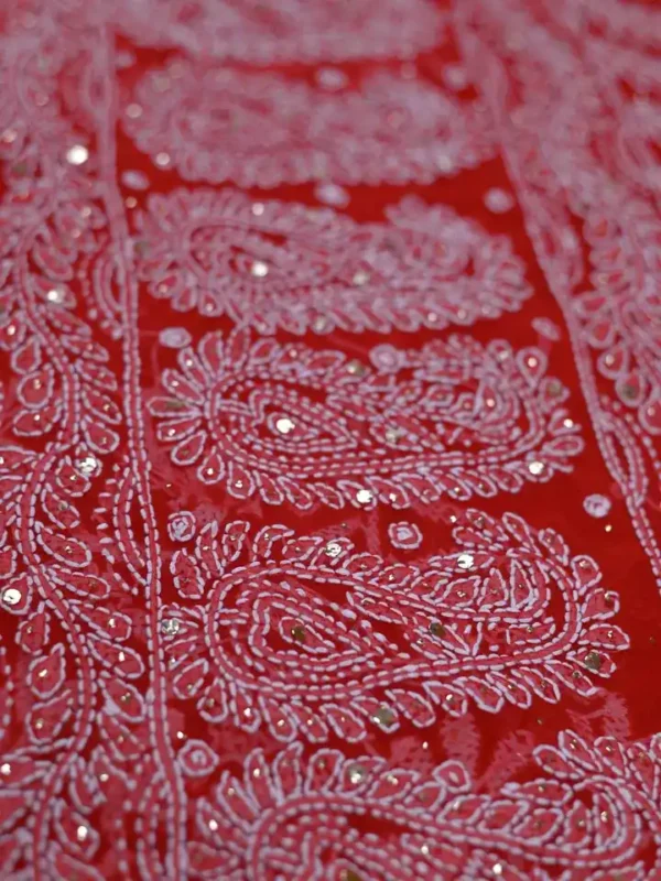 Scarlet Georgette Chikankari Saree