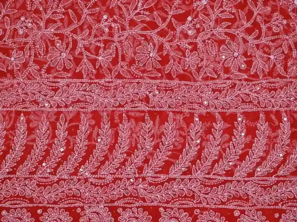 Scarlet Georgette Chikankari Saree
