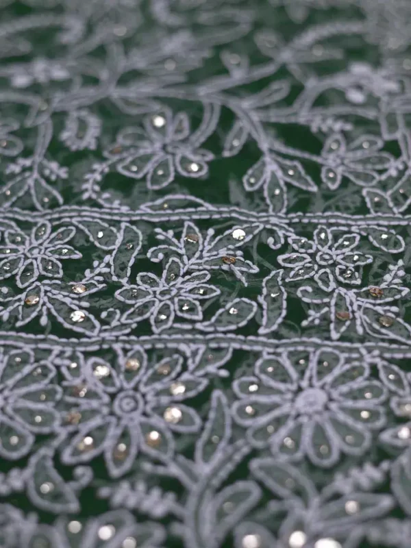 Moss Green Georgette Chikankari Saree