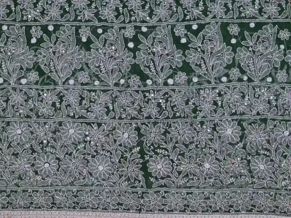 Moss Green Georgette Chikankari Saree