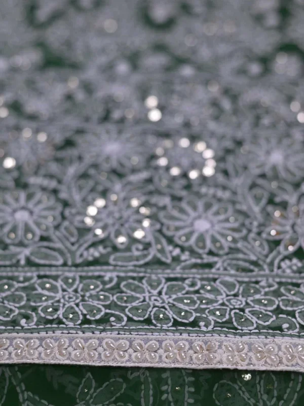 Moss Green Georgette Chikankari Saree