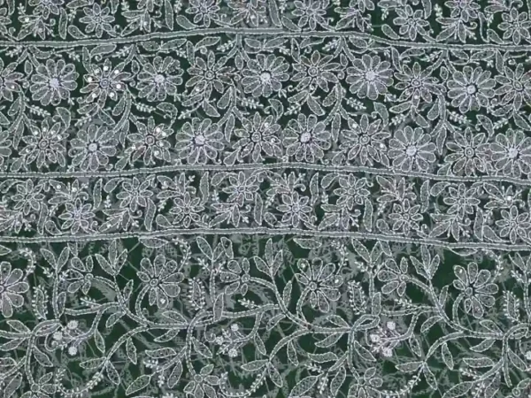 Moss Green Georgette Chikankari Saree