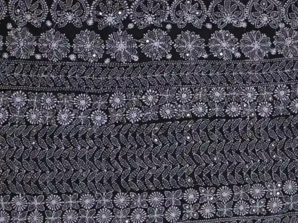 Black Georgette Lucknowi Chikankari Saree