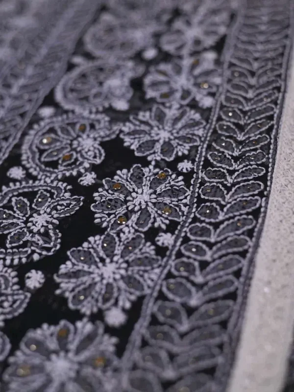 Black Georgette Lucknowi Chikankari Saree