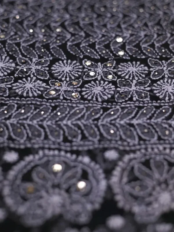 Black Georgette Lucknowi Chikankari Saree