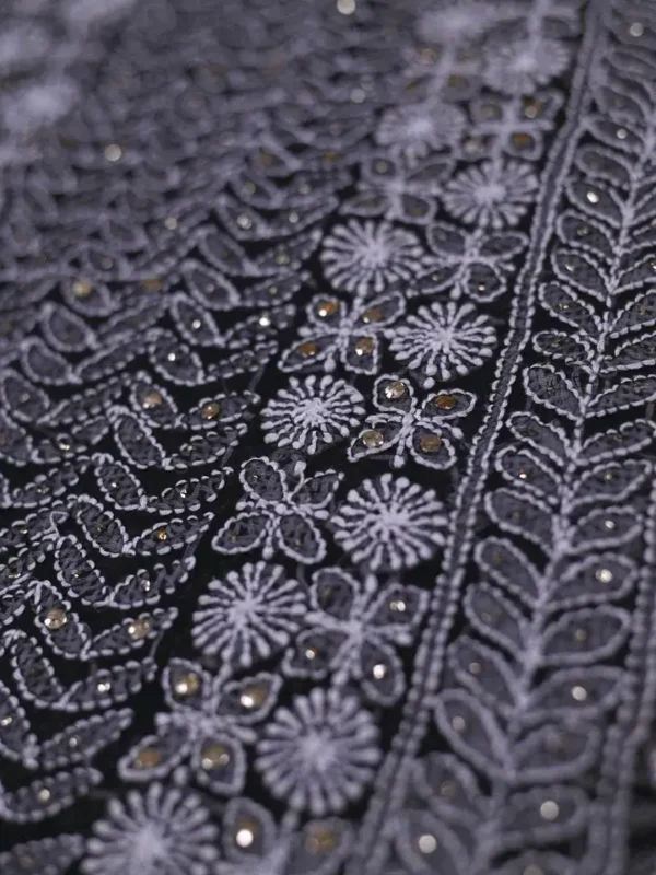 Black Georgette Lucknowi Chikankari Saree