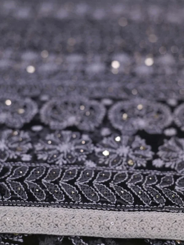Black Georgette Lucknowi Chikankari Saree