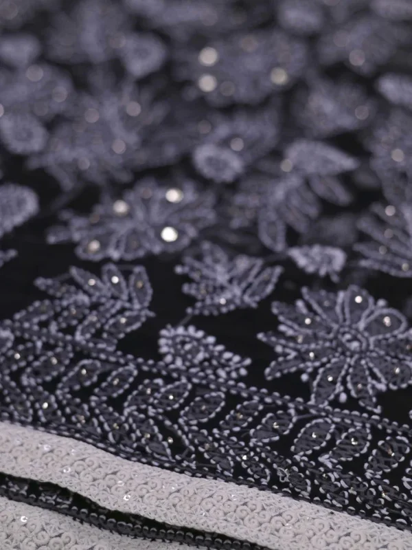 Black Georgette Lucknowi Chikankari Saree