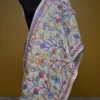 Off White on Multicolor Bengal Kantha Embroidery Tussar Silk Handloom stole