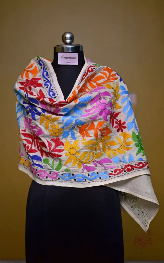 kantha embroidery stole