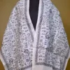 White on Black Warli Print Bengal Kantha Embroidery Tussar Silk Handloom stole