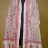 Off White on Red n Black Bengal Kantha Embroidery Tussar Silk Handloom stole