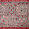 Off White on Red n Black Bengal Kantha Embroidery Tussar Silk Handloom stole