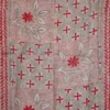Off White on Red n Black Bengal Kantha Embroidery Tussar Silk Handloom stole