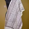 White on Black Bengal Kantha Embroidery Tussar Silk Handloom stole
