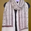 White on Black Bengal Kantha Embroidery Tussar Silk Handloom stole